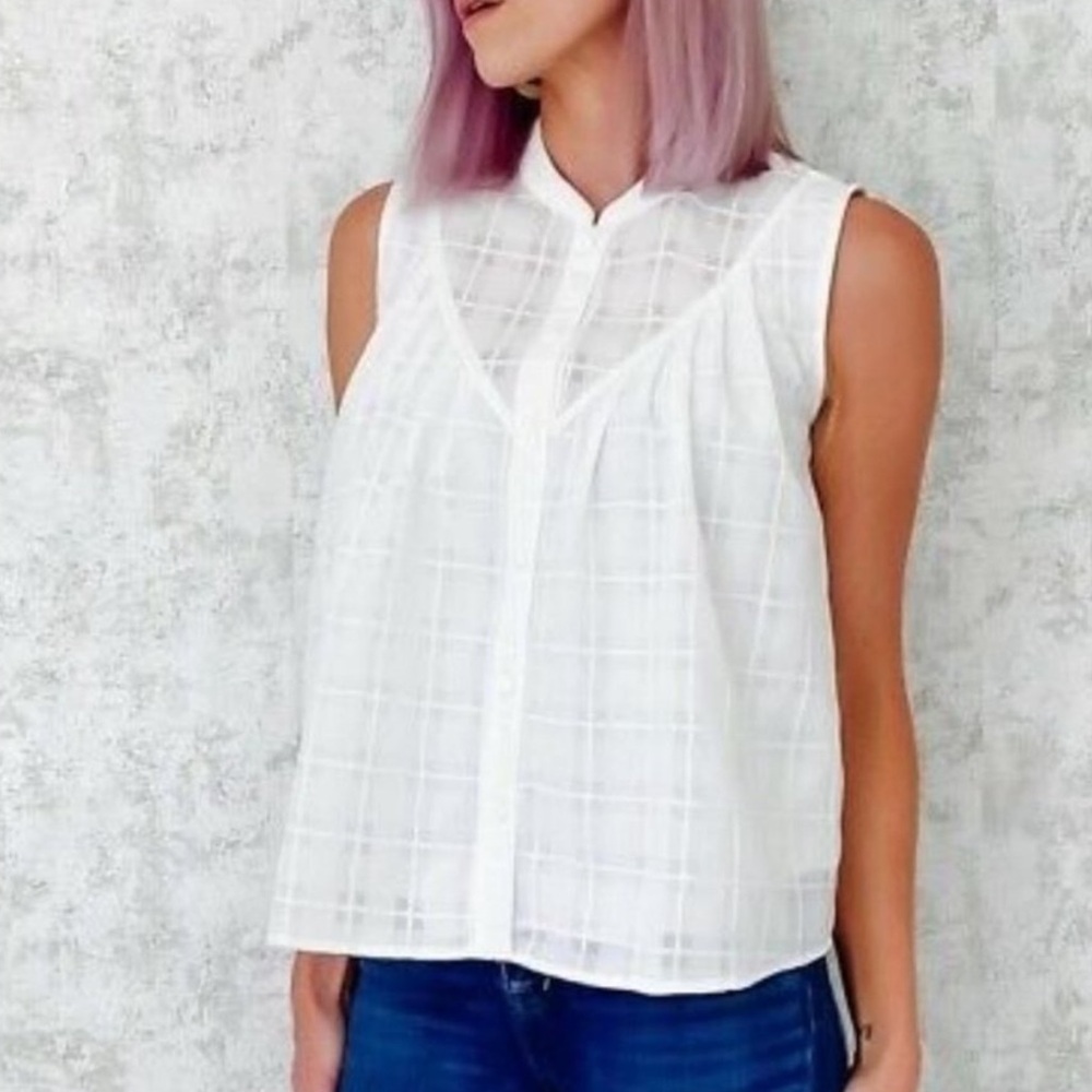 Anthropologie Current Air White Sleeveless Button-Front Camisole